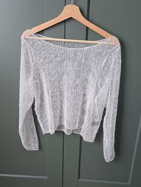Lightweight White Open-Knit Women’s Sweater